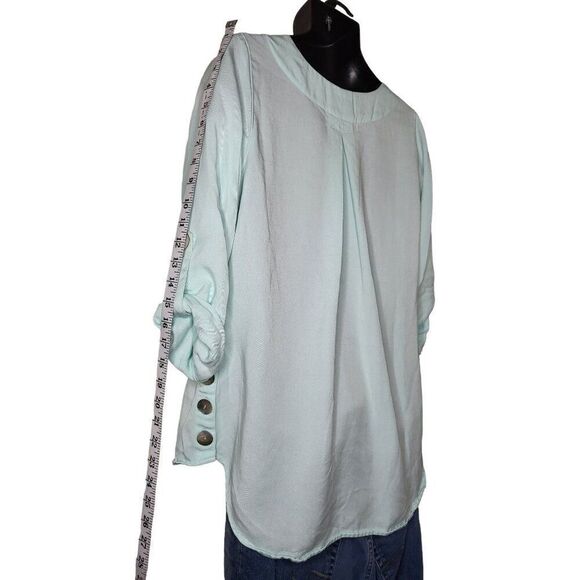 Soft Surroundings V Neck Tunic Blouse Women‎ Sz M Boho Blue - Picture 5 of 7